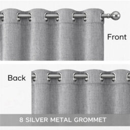 Bedlooms Charcoal Linen Curtain 100% Blackout Thermal Insulated Eyelet Curtain (Pair) 66 X 54 Inches With Tie Back Two - thumbnail 5