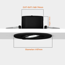 Paul Russells Led Downlight Black Tilt Recessed Ceiling Spotlight  4.8W 440 Lumens, Ip44, Colour Changeable Cct3 - thumbnail 3