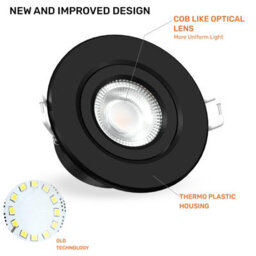 Paul Russells Led Downlight Black Tilt Recessed Ceiling Spotlight  4.8W 440 Lumens, Ip44, Colour Changeable Cct3 - thumbnail 6