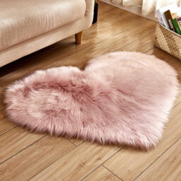 Living And Home Pink  Heart Shape Super Soft Shaggy Floor Area Rug Kids Room Decor Seat Pad 40 X 50 Cm