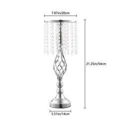 Thehotsale Wedding Table Centerpiece Metal And Crystal Vase In Silver - thumbnail 9