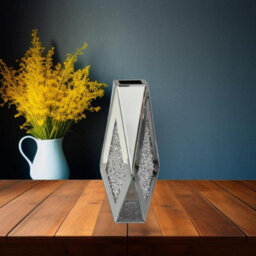 DEENZ 30Cm Crushed Diamond Flower Mirror Vase Silver Crystal Glass Vase