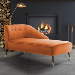 Right Hand Chaise Lounge In Velvet Orange - thumbnail 1