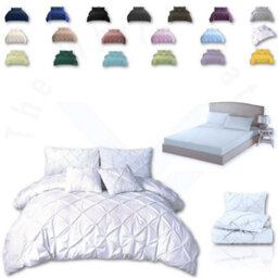 TheWhiteWater Limited Pintuck Duvet Cover Set + Matching Pillowcases With Bedsheet - 3In1 Hotel Style Bedding Set - White - thumbnail 1