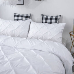 TheWhiteWater Limited Pintuck Duvet Cover Set + Matching Pillowcases With Bedsheet - 3In1 Hotel Style Bedding Set - White - thumbnail 6