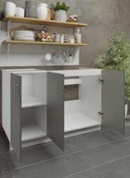 Jd Greta Adjustable Legs Kitchen Sink Unit 1200mm Cabinet With Doors - Grey Matt - thumbnail 3
