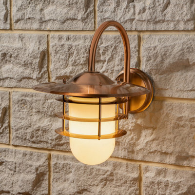 Pacific Lifestyle Copper Fisherman Garden Wall Light Outdoor Retro Opaque Glass Wall Lantern - image 1