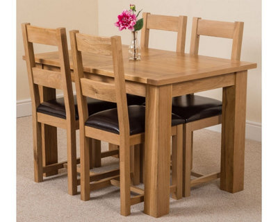That's Furniture Hampton 120Cm - 160Cm Oak Extending Dining Table And 4 Chairs Dining Set With Lincoln Chairs - image 1
