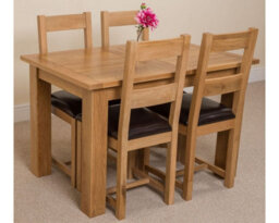 That's Furniture Hampton 120Cm - 160Cm Oak Extending Dining Table And 4 Chairs Dining Set With Lincoln Chairs - thumbnail 3