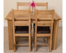 That's Furniture Hampton 120Cm - 160Cm Oak Extending Dining Table And 4 Chairs Dining Set With Lincoln Chairs - thumbnail 2
