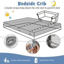 Costway Baby Bedside Crib Newborn Infant Sleeper Bassinet Cot Bed W/ 6 Adjustable Height - thumbnail 9
