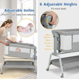 Costway Baby Bedside Crib Newborn Infant Sleeper Bassinet Cot Bed W/ 6 Adjustable Height - thumbnail 8