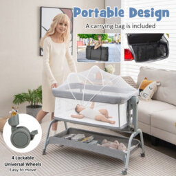 Costway Baby Bedside Crib Newborn Infant Sleeper Bassinet Cot Bed W/ 6 Adjustable Height - thumbnail 7