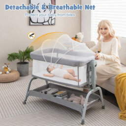 Costway Baby Bedside Crib Newborn Infant Sleeper Bassinet Cot Bed W/ 6 Adjustable Height - thumbnail 6