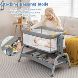Costway Baby Bedside Crib Newborn Infant Sleeper Bassinet Cot Bed W/ 6 Adjustable Height - thumbnail 5