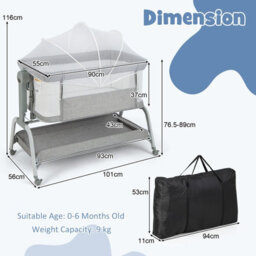 Costway Baby Bedside Crib Newborn Infant Sleeper Bassinet Cot Bed W/ 6 Adjustable Height - thumbnail 2