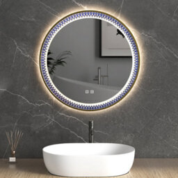 Durovin Bathrooms Wall Mounted Illuminated Led Bathroom Round Mirror Touch Sensitive Switch 3 Colors Mode And Anti Fog 500 X 500mm