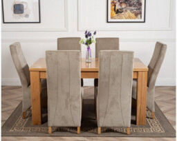 That's Furniture Dakota 152 X 87 Cm Chunky Medium Oak Dining Table And 6 Chairs Dining Set With Lola Grey Fabric Chairs - thumbnail 2