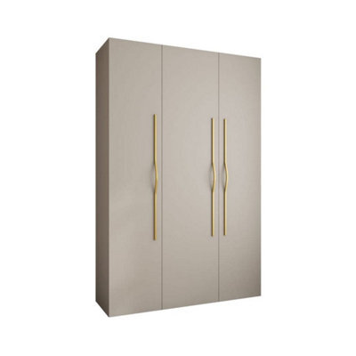 Arte Elegant Cashmere Como Ii Hinged Door Wardrobe H2460mm W1600mm D500mm, Three Doors, Eleven Shelves, Two Hanging Rails, Gold Handles - image 1