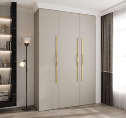 Arte Elegant Cashmere Como Ii Hinged Door Wardrobe H2460mm W1600mm D500mm, Three Doors, Eleven Shelves, Two Hanging Rails, Gold Handles - thumbnail 2