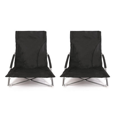 Nalu Low Folding Beach Chair Lightweight Portable Outdoor Seat For Gardens And Festivals - Black (2-Pack)