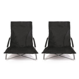 Nalu Low Folding Beach Chair Lightweight Portable Outdoor Seat For Gardens And Festivals - Black (2-Pack)