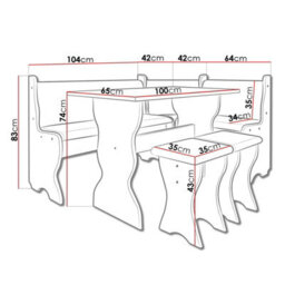 Thomas Kitchen Corner Set White Finish With Table 2 Stools Storage Bench Universal Corner Design - thumbnail 5