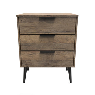 Fuji 3 Drawer Midi Chest Of Drawers In Vintage Oak (Ready Assembled) - image 1