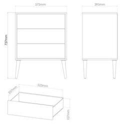 Fuji 3 Drawer Midi Chest Of Drawers In Vintage Oak (Ready Assembled) - thumbnail 6