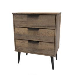 Fuji 3 Drawer Midi Chest Of Drawers In Vintage Oak (Ready Assembled) - thumbnail 3