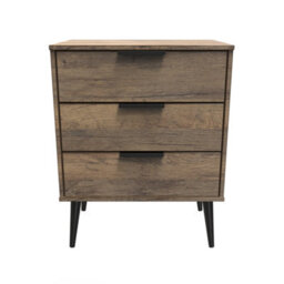 Fuji 3 Drawer Midi Chest Of Drawers In Vintage Oak (Ready Assembled) - thumbnail 1