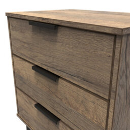 Fuji 3 Drawer Midi Chest Of Drawers In Vintage Oak (Ready Assembled) - thumbnail 4