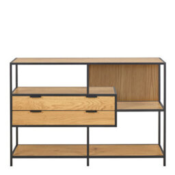 Wyld Haus Galway Oak-Effect Bookcase With 3 Shelves And 2 Drawers - thumbnail 3