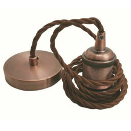 1M Brown Twisted Cable Pendant Light  E27 Copper Lamp Holder