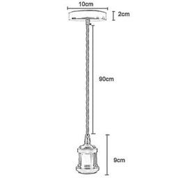 1M Brown Twisted Cable Pendant Light  E27 Copper Lamp Holder - thumbnail 2