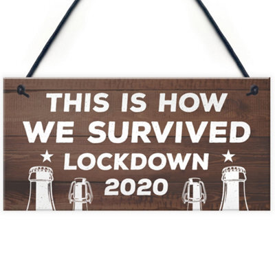 Red Ocean Funny Lockdown Bar Sign Novelty Home Bar Plaques Quarantine Man Cave Gifts For Him - image 1