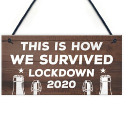 Red Ocean Funny Lockdown Bar Sign Novelty Home Bar Plaques Quarantine Man Cave Gifts For Him - thumbnail 1