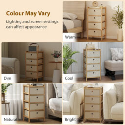 Homcom Chest Of Drawers, 4 Drawers Dresser With Bamboo Frame, Cream White - thumbnail 9
