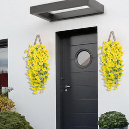 2 Pack 75Cm Outdoor Artificial Flowers, Hanging Plants, Faux Hanging Baskets - thumbnail 4