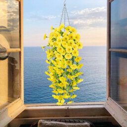 2 Pack 75Cm Outdoor Artificial Flowers, Hanging Plants, Faux Hanging Baskets - thumbnail 6