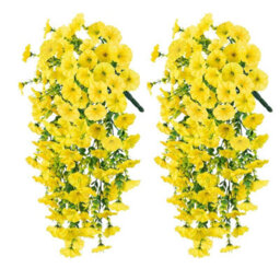 2 Pack 75Cm Outdoor Artificial Flowers, Hanging Plants, Faux Hanging Baskets - thumbnail 1