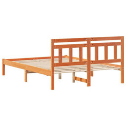 Berkfield Modern With Headboard Brown Solid Pine Wood - thumbnail 7
