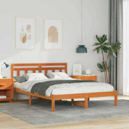 Berkfield Modern With Headboard Brown Solid Pine Wood - thumbnail 2