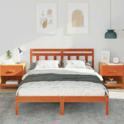 Berkfield Modern With Headboard Brown Solid Pine Wood - thumbnail 4