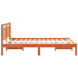 Berkfield Modern With Headboard Brown Solid Pine Wood - thumbnail 6