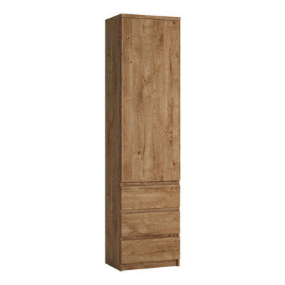 Furniture To Go Fribo Tall Narrow 1 Door 3 Drawer Cupboard In Oak - image 1