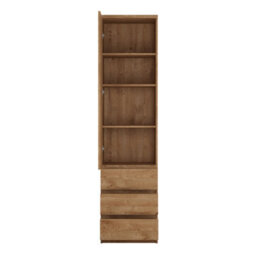 Furniture To Go Fribo Tall Narrow 1 Door 3 Drawer Cupboard In Oak - thumbnail 2