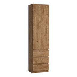 Furniture To Go Fribo Tall Narrow 1 Door 3 Drawer Cupboard In Oak - thumbnail 1