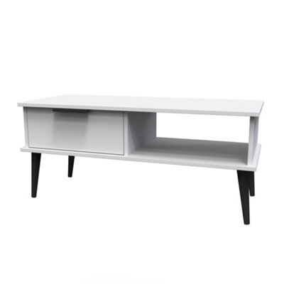 Hong Kong Ready Assembled Matt Grey 1 Drawer Small Coffee Table (H)455mm (W)905mm (D)395mm - image 1