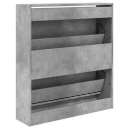 Berkfield Shoe Cabinet Concrete Grey 80X21X87.5 Cm Engineered Wood - thumbnail 7